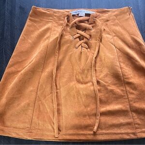 HYFVE Orange Lace-Up Mini Skirt